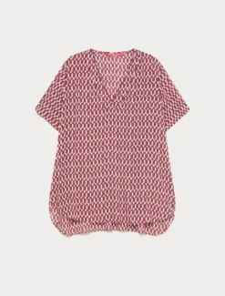 Blusa in viscosa con stampa - ROSSO MARRONE