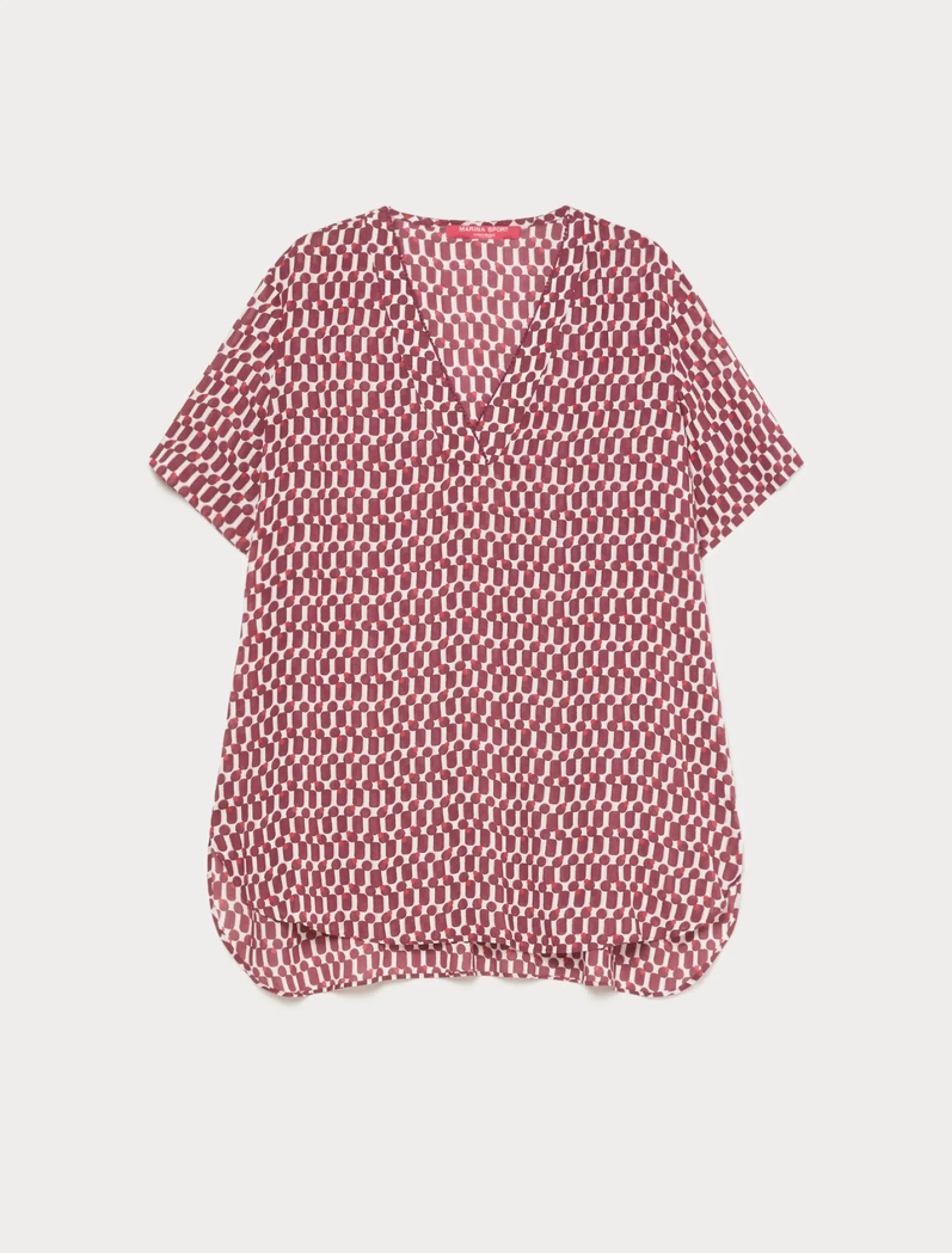 Blusa in viscosa con stampa - ROSSO MARRONE