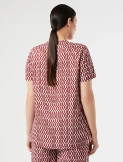 Blusa in viscosa con stampa - ROSSO MARRONE