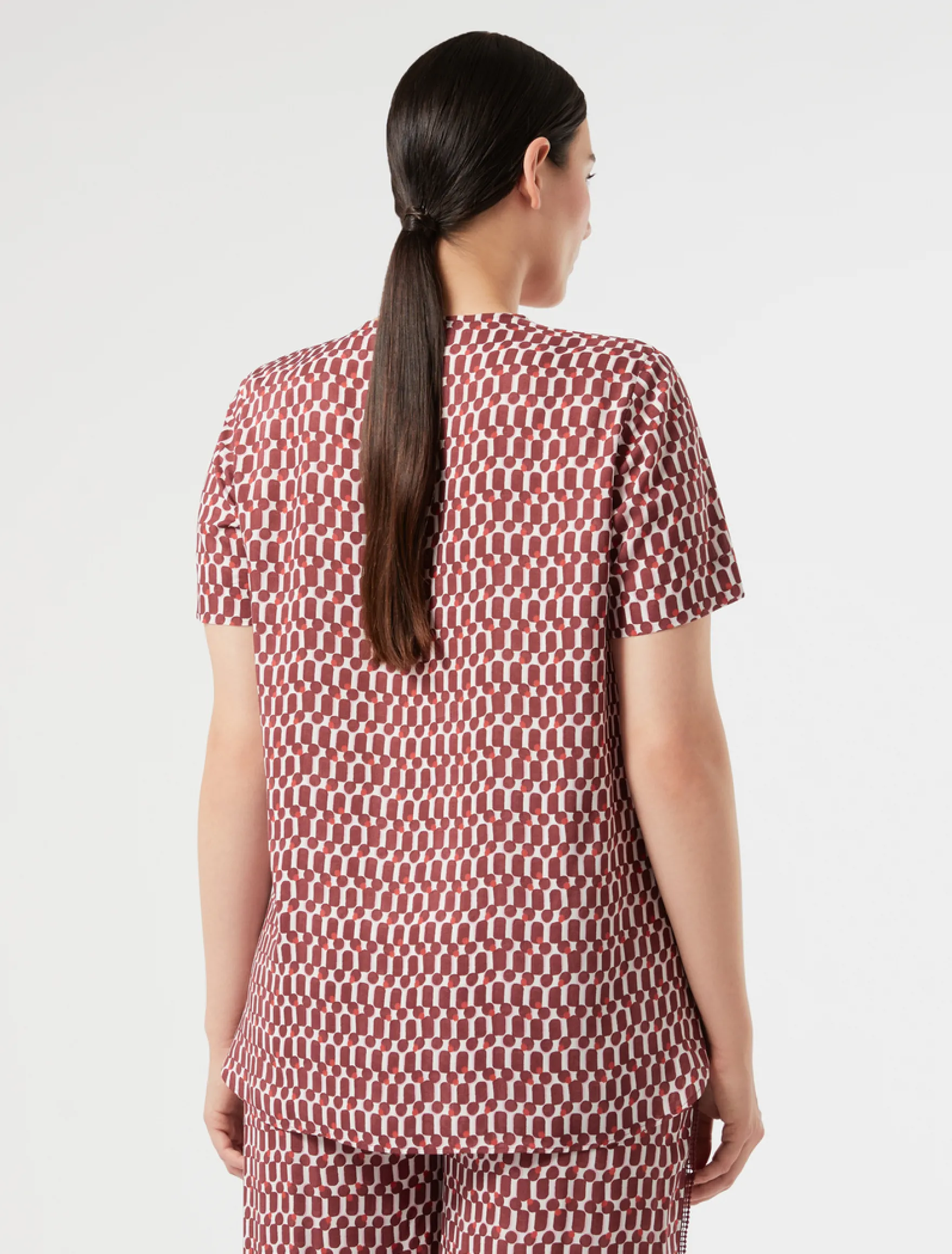 Blusa in viscosa con stampa - ROSSO MARRONE