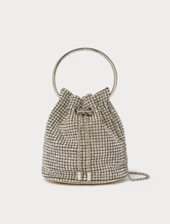 Borsa a secchiello in full strass - CRISTALLO