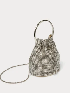 Borsa a secchiello in full strass - CRISTALLO