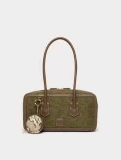 Borsa bauletto in canvas - VERDE KAKI