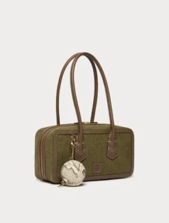 Borsa bauletto in canvas - VERDE KAKI