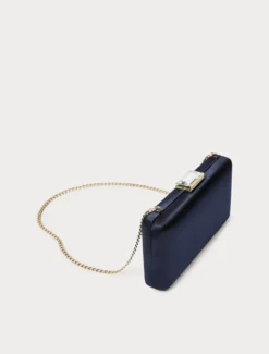 Borsa clutch in raso - BLU MARINO