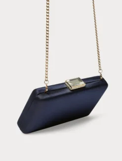 Borsa clutch in raso - BLU MARINO