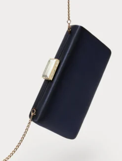 Borsa clutch in raso - BLU MARINO