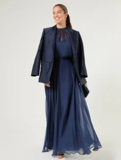Borsa clutch in raso - BLU MARINO