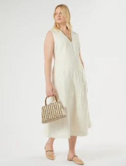 Borsa clutch in raso con ricamo - CAMMELLO