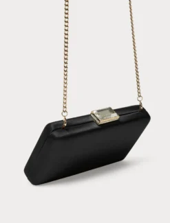 Borsa clutch in raso - NERO