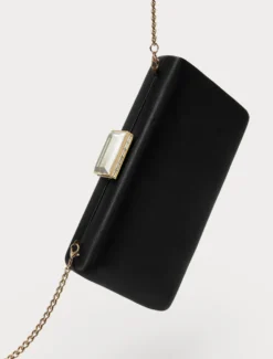 Borsa clutch in raso - NERO