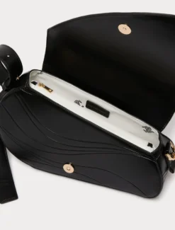 Borsa con patta a onda e charms - NERO