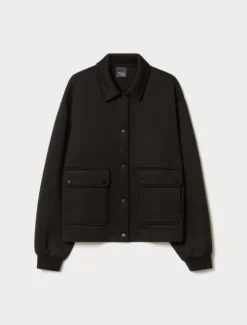 Caban in jersey scuba - NERO
