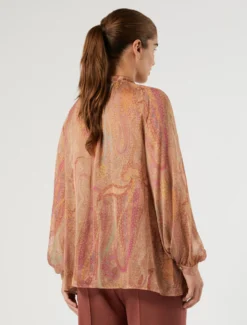 Camicia in chiffon di seta - CAMMELLO