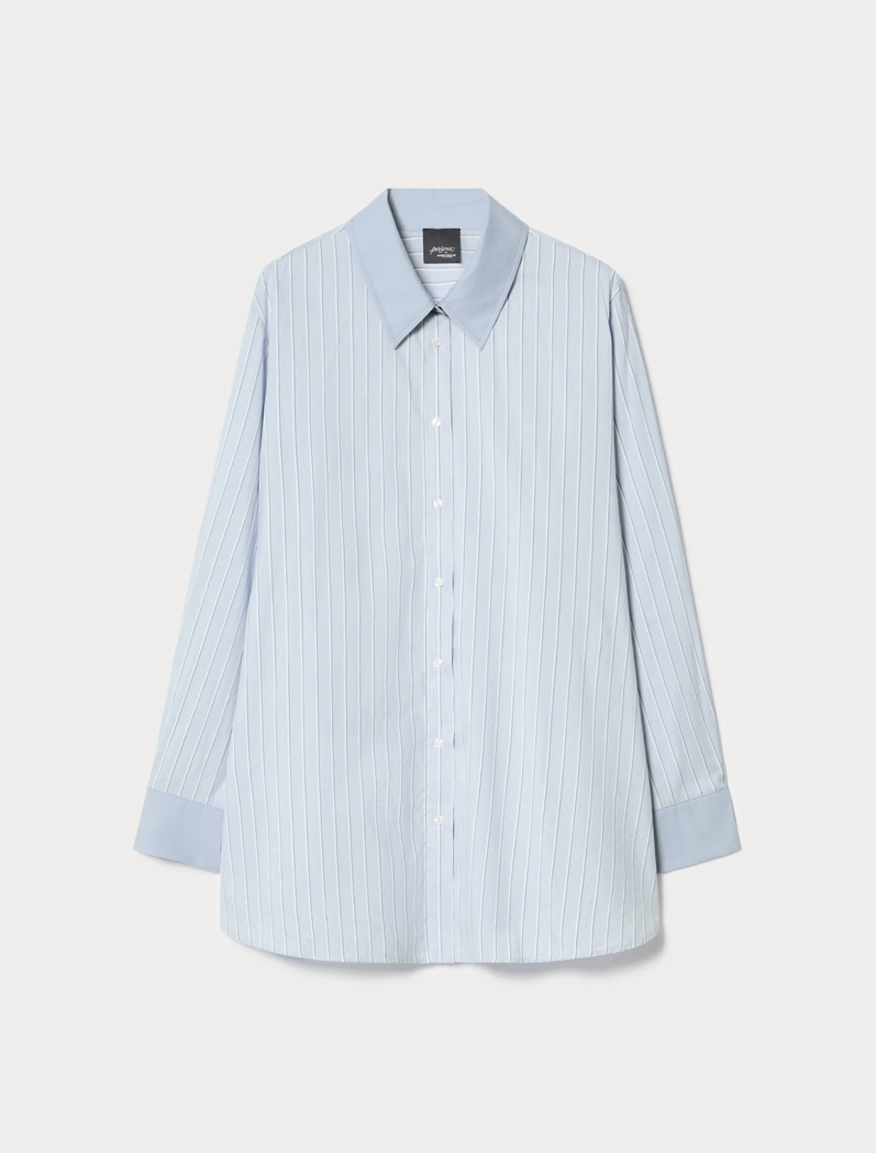 Camicia in cotone a righe - AZZURRO