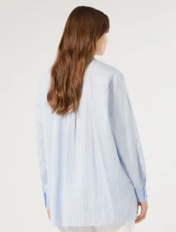 Camicia in cotone a righe - AZZURRO
