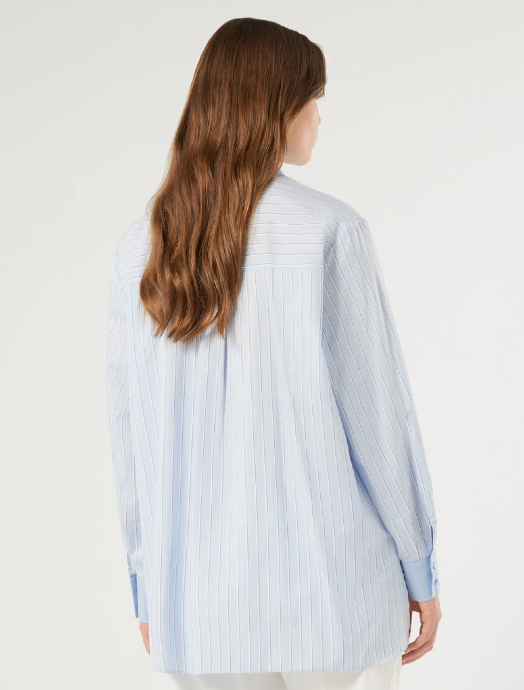 Camicia in cotone a righe - AZZURRO