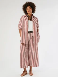 Camicia in cotone a righe - BORDEAUX
