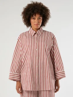 Camicia in cotone a righe - BORDEAUX