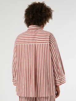 Camicia in cotone a righe - BORDEAUX