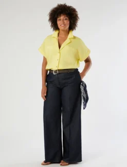 Camicia in cotone e nylon - GIALLO CHIARO