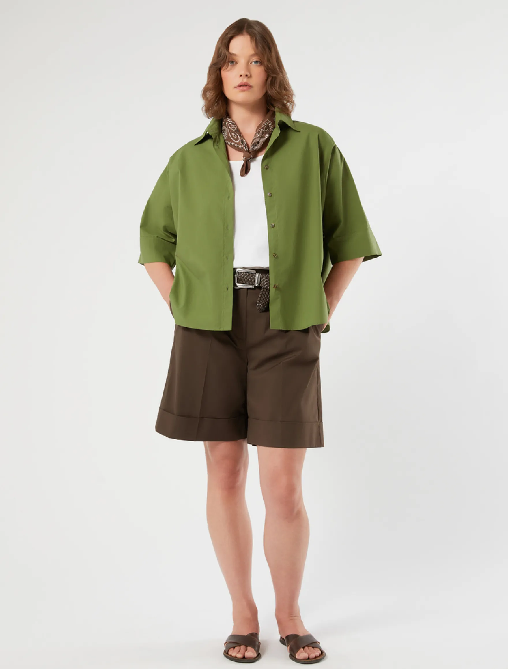 Camicia in cotone - VERDE OLIVA