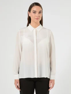 Camicia in crêpe de Chine - BIANCO