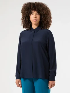 Camicia in crêpe de Chine - BLU NOTTE