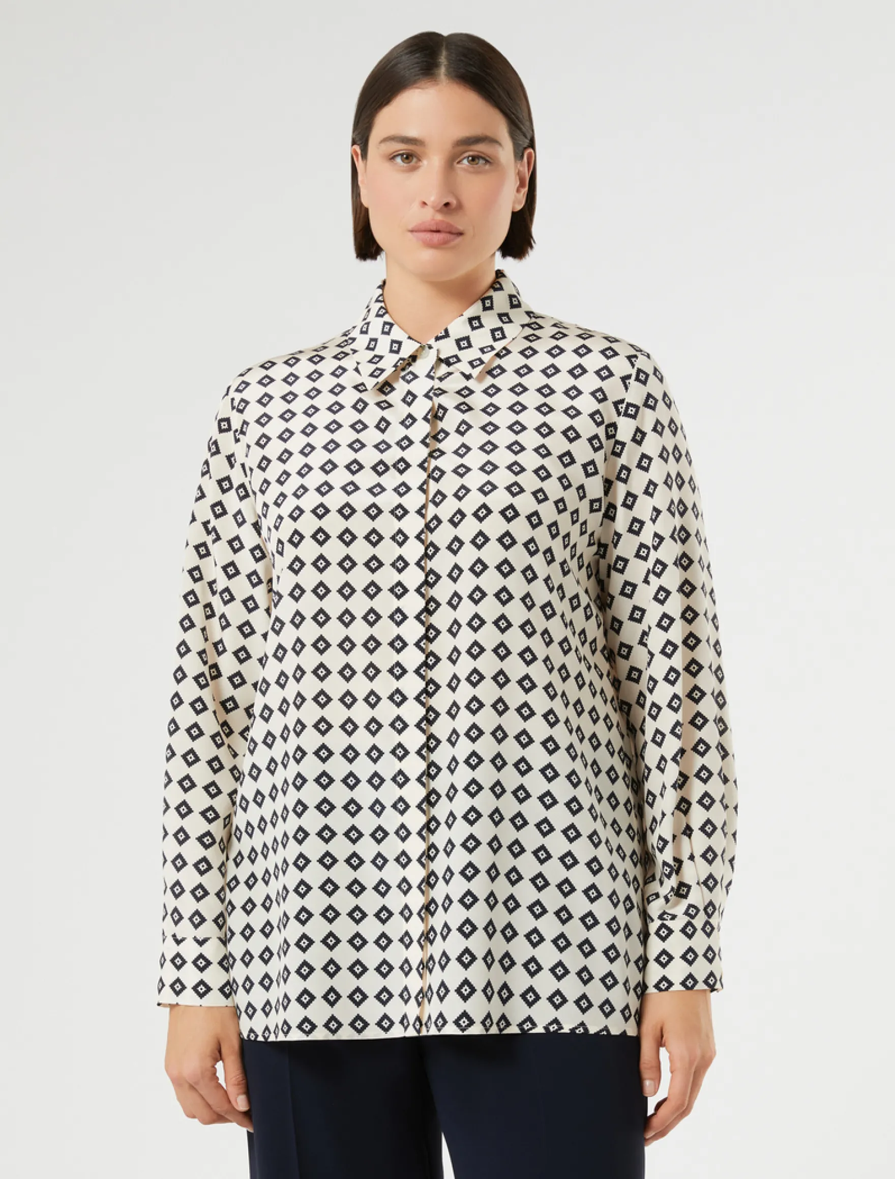 Camicia in crêpe de Chine di seta - BIANCO AVORIO