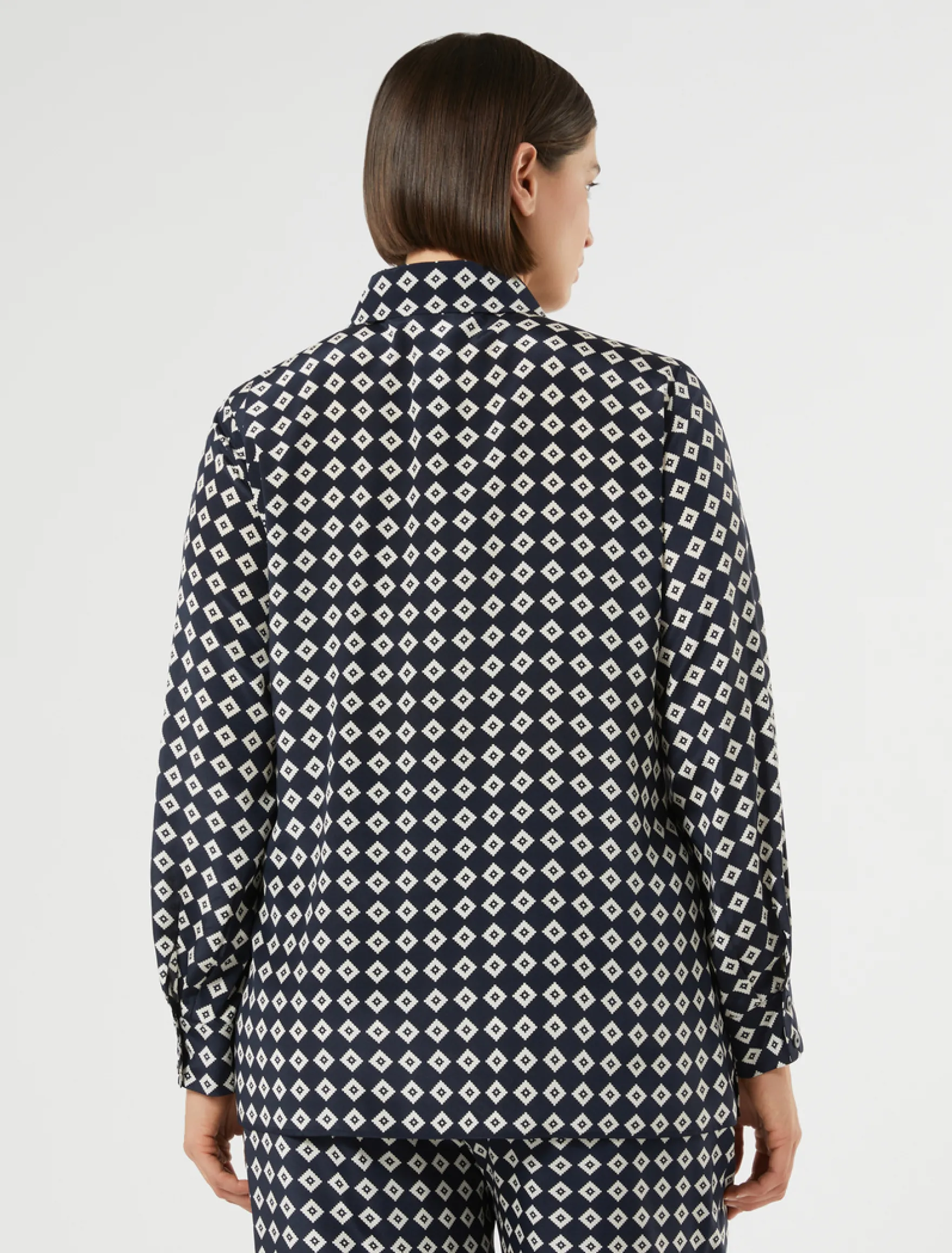 Camicia in crêpe de Chine di seta - BLU NOTTE