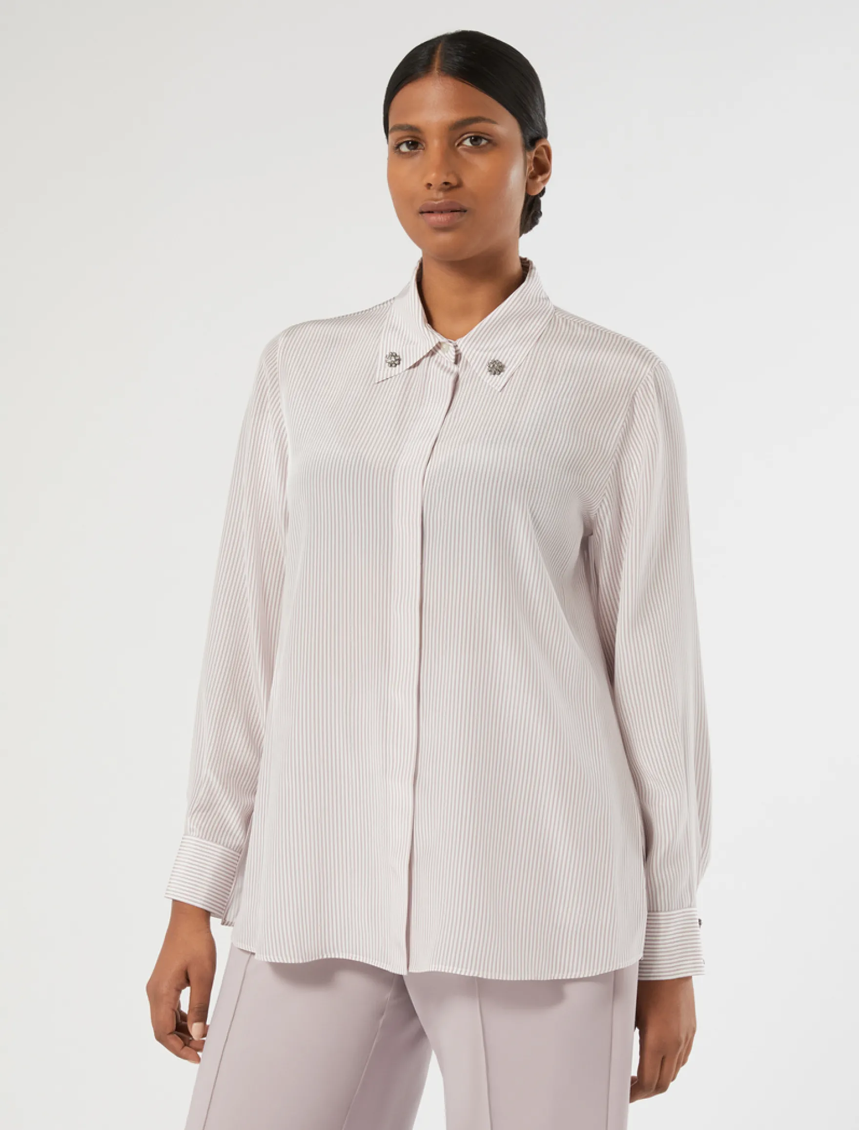 Camicia in crêpe de Chine di seta - LILLA