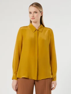 Camicia in crêpe de Chine - SENAPE