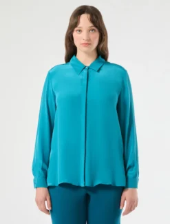 Camicia in crêpe de Chine - TURCHESE
