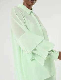 Camicia in crêpe georgette - VERDE PASTELLO