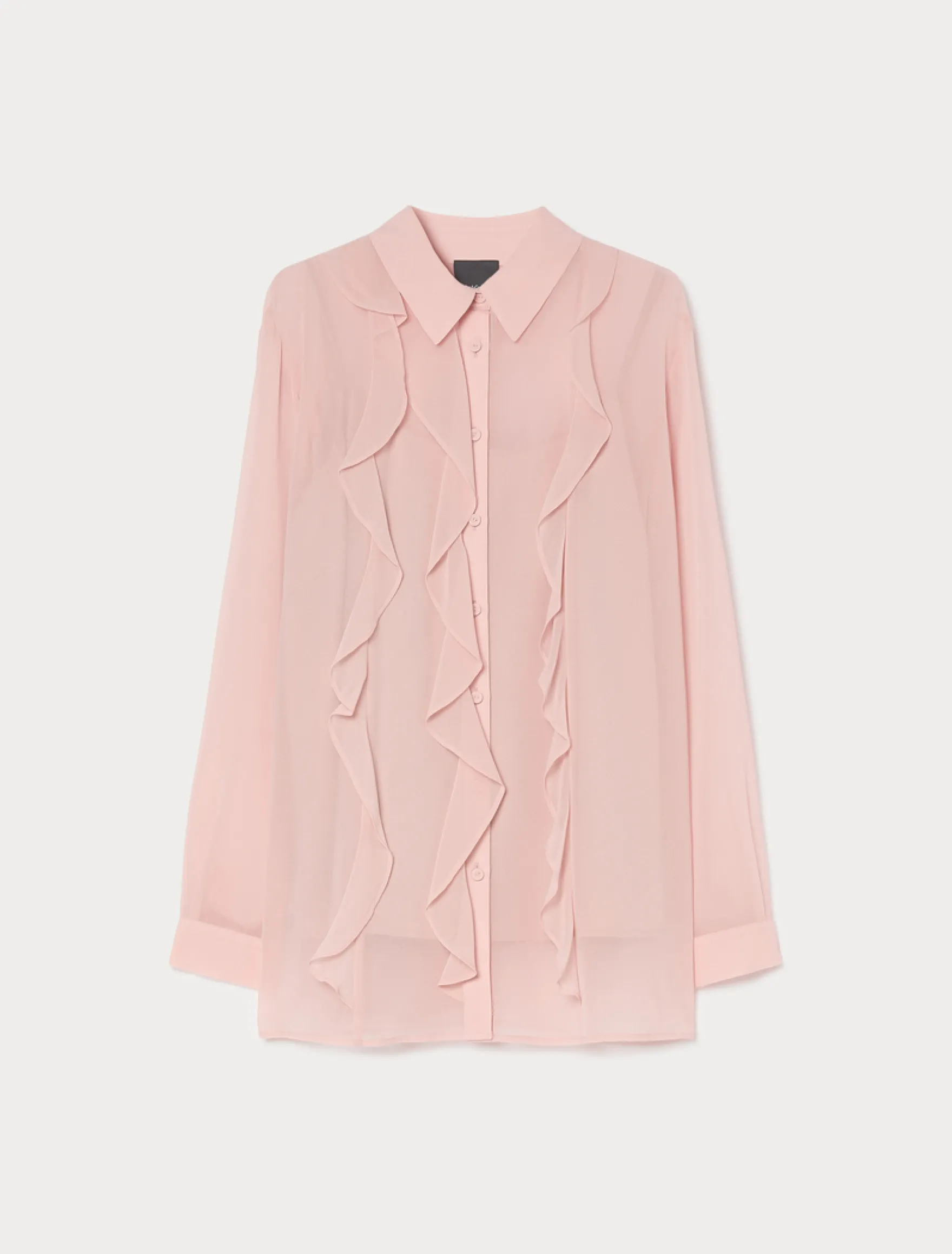 Camicia in georgette con volant - ROSA ANTICO