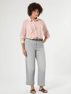 Camicia in georgette con volant - ROSA ANTICO