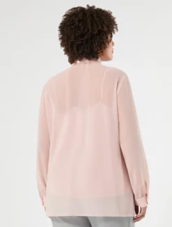 Camicia in georgette con volant - ROSA ANTICO
