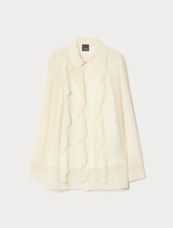 Camicia in georgette con volant - VANIGLIA