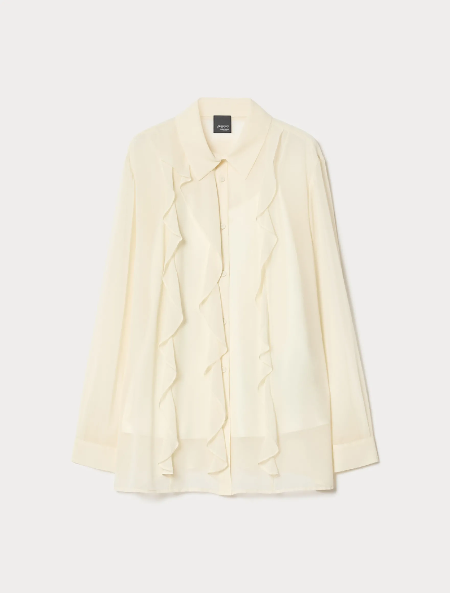 Camicia in georgette con volant - VANIGLIA