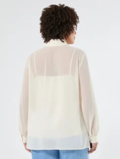 Camicia in georgette con volant - VANIGLIA