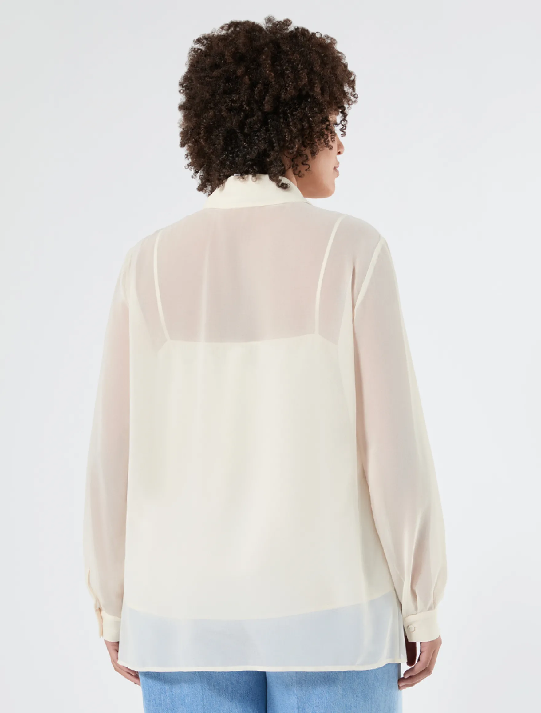 Camicia in georgette con volant - VANIGLIA