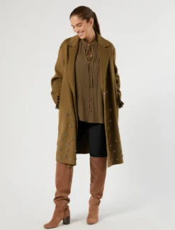 Camicia in georgette di seta - VERDE KAKI