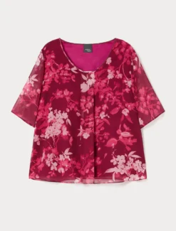 Camicia in georgette stampata - BORDEAUX