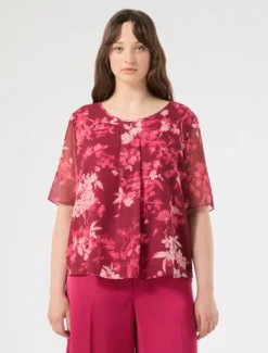 Camicia in georgette stampata - BORDEAUX