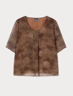 Camicia in georgette stampata - CUOIO