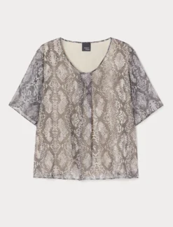 Camicia in georgette stampata - GRIGIO MEDIO