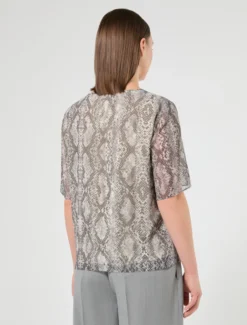 Camicia in georgette stampata - GRIGIO MEDIO
