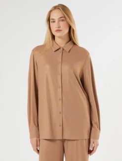 Camicia in jersey fluido - CARAMELLO