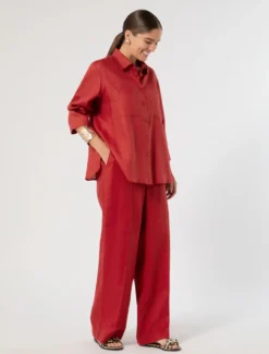 Camicia in lino - ROSSO