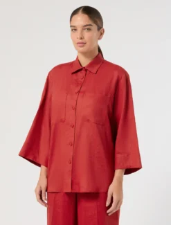 Camicia in lino - ROSSO